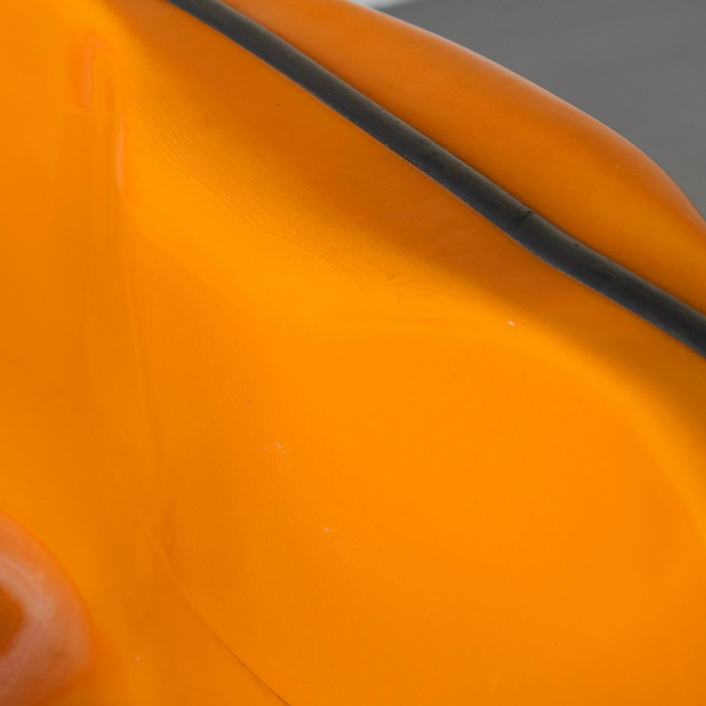 Dominique Prevost + Claude Favariau double sided fiberglass sofa bench in orange 1970s