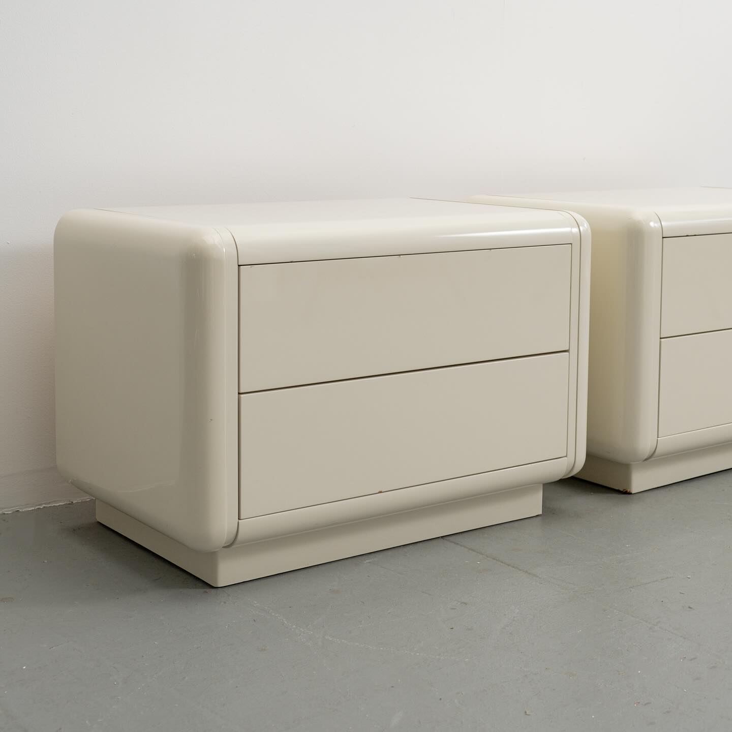 Pair of Off White Lacquered Side Tables c. 80s