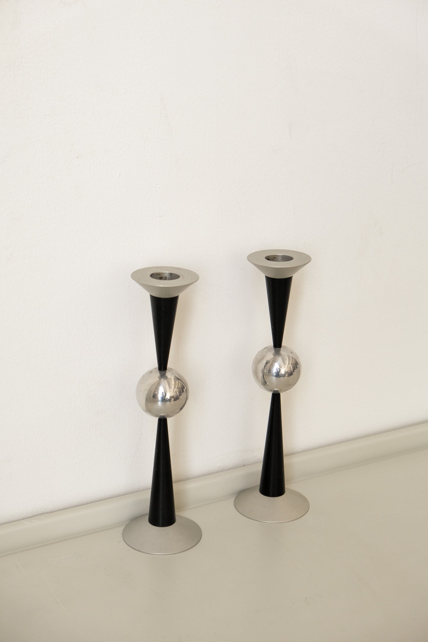 Modern Chrome + Metal Candlesticks (pair)