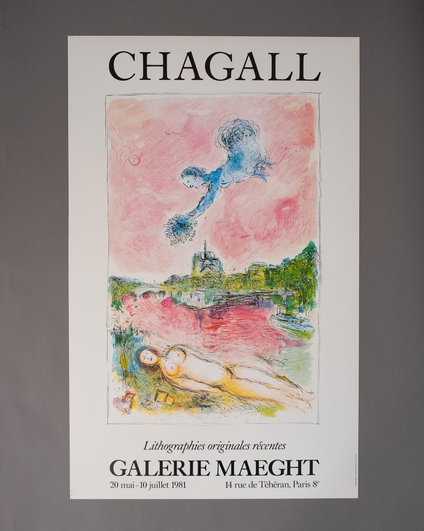 Chagall Galerie Maeght 1981  Vintage Exhibition Lithograph