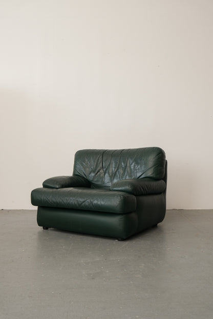 Vintage Leather Chair 80s Italian forest green