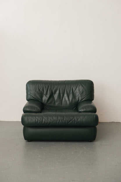 Vintage Leather Chair 80s Italian forest green