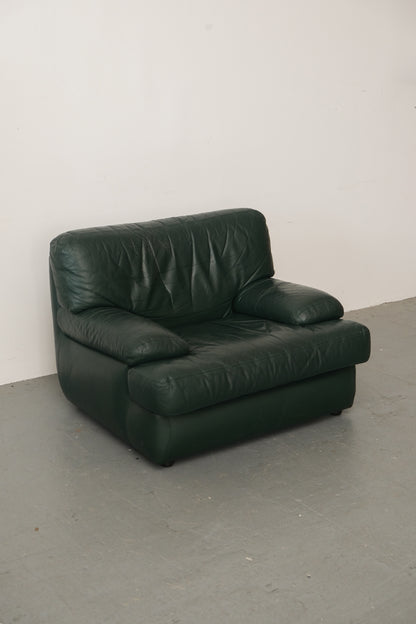Vintage Leather Chair 80s Italian forest green