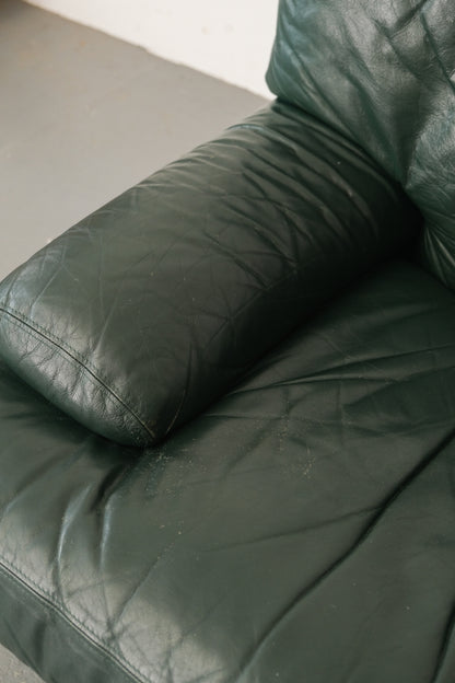 Vintage Leather Chair 80s Italian forest green